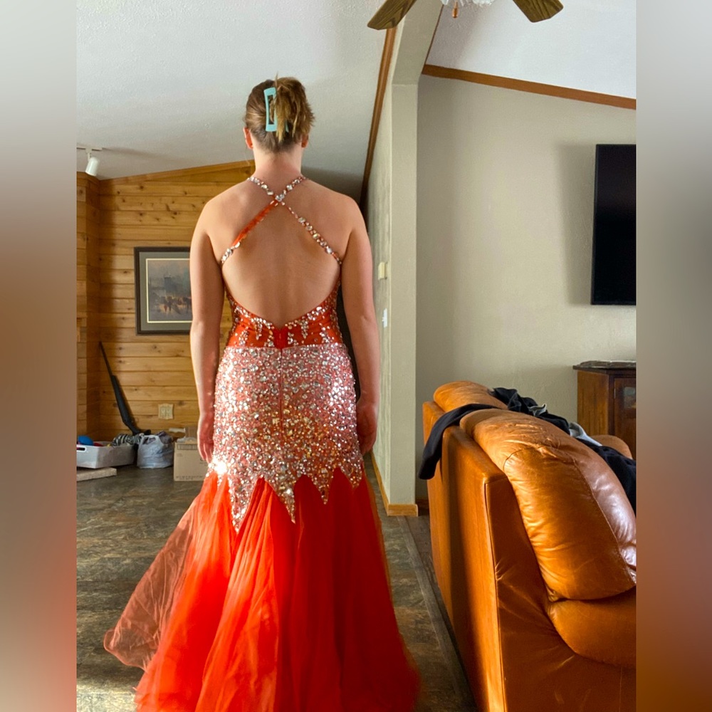 Formal Orange Sequin Dress